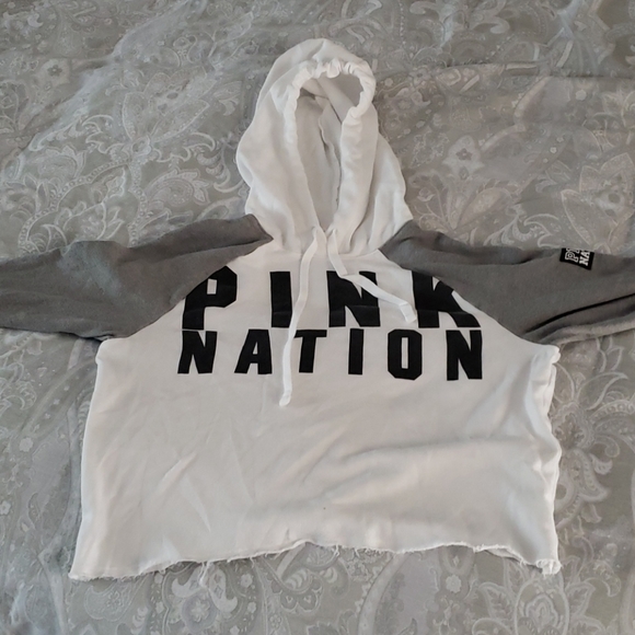 PINK Victoria's Secret Tops - Pink varsity cropped hoodie